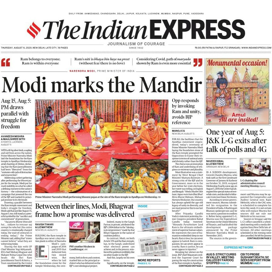 Indian Express on Ram Mandir Opening