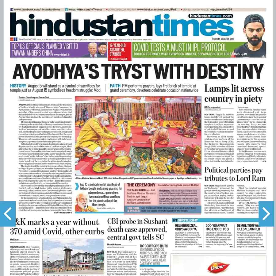 Hindustan Times on Ram Mandir Opening