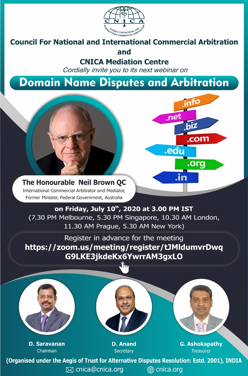 Webinar on Domain Name Disputes & Arbitration on July 10, Register Now
